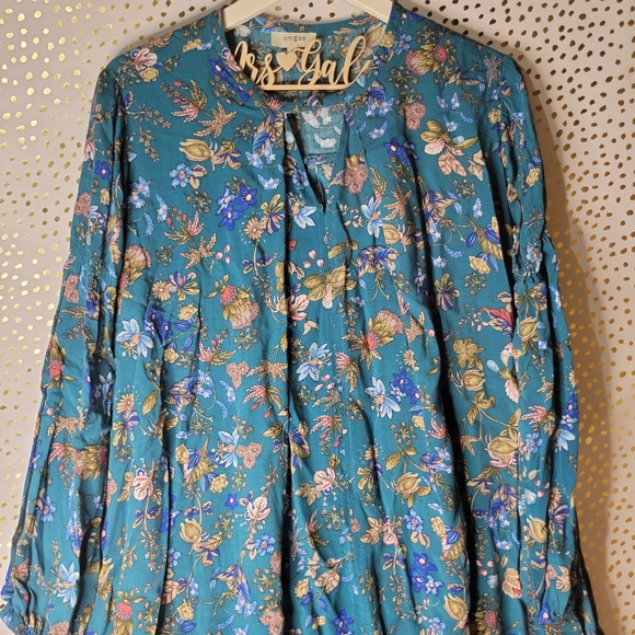Umgee Tops - {3/$20} Umgee Floral Blouse in Teal and Multicolor